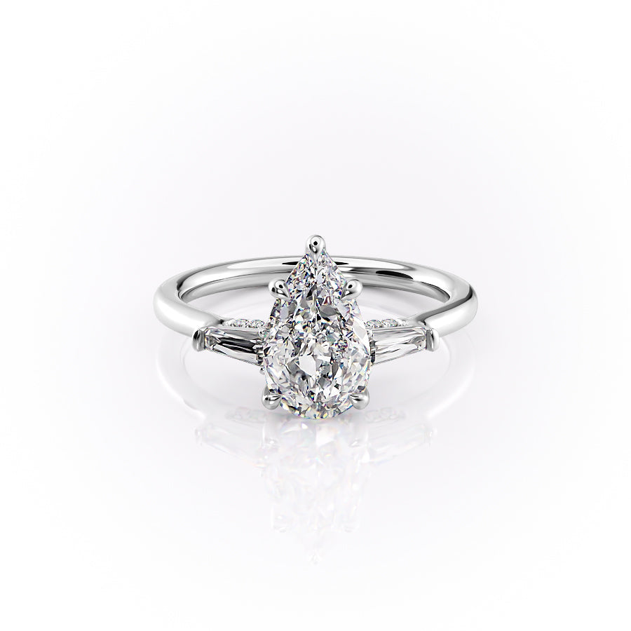 The Baguettes Megan Set With A 4.5 Carat Pear Moissanite
