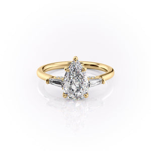 The Baguettes Megan Set With A 2 Carat Pear Lab Diamond