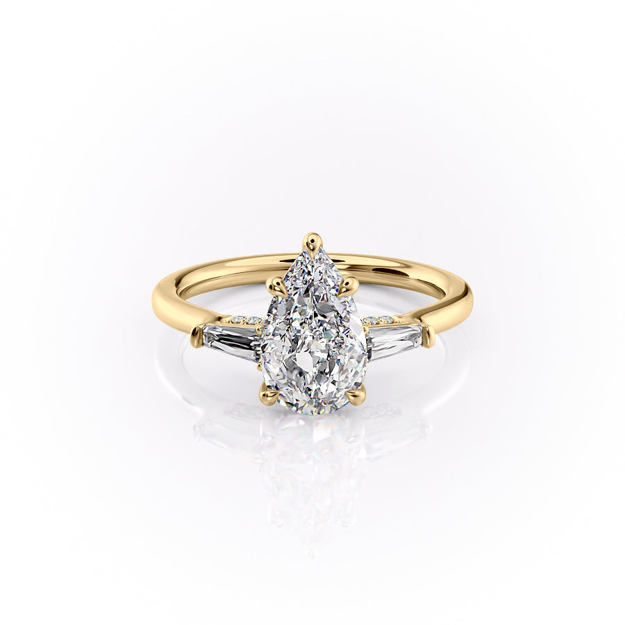 The Baguettes Megan Set With A 2.5 Carat Pear Moissanite