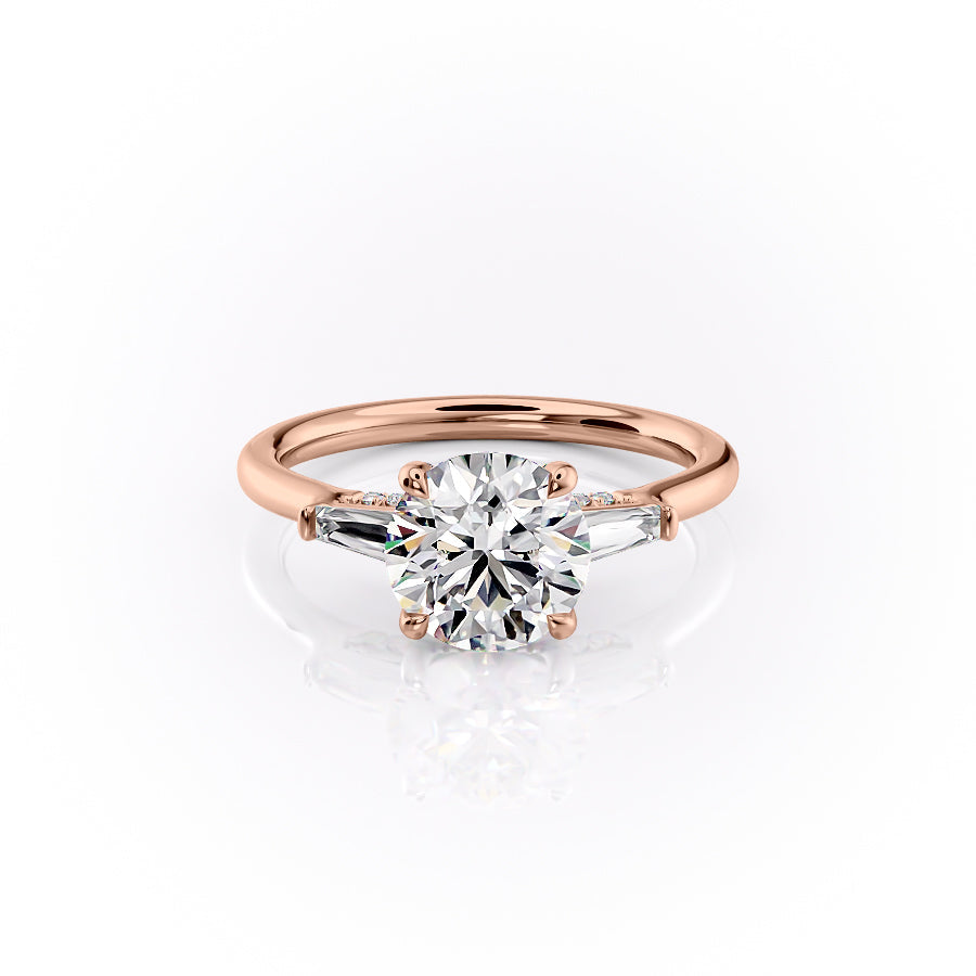 The Baguettes Megan Set With A 2.5 Carat Round Moissanite