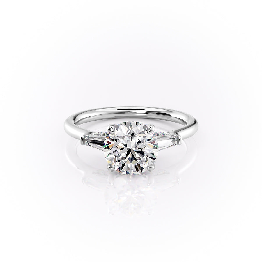 The Baguettes Megan Set With A 2 Carat Round Lab Diamond
