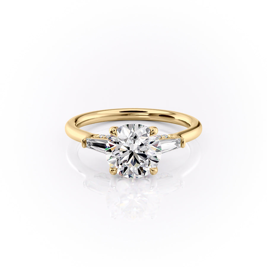 The Baguettes Megan Set With A 2.5 Carat Round Moissanite