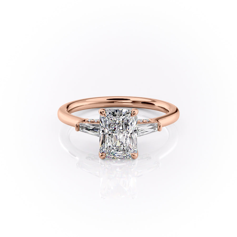 The Baguettes Megan Set With A 3 Carat Radiant Moissanite