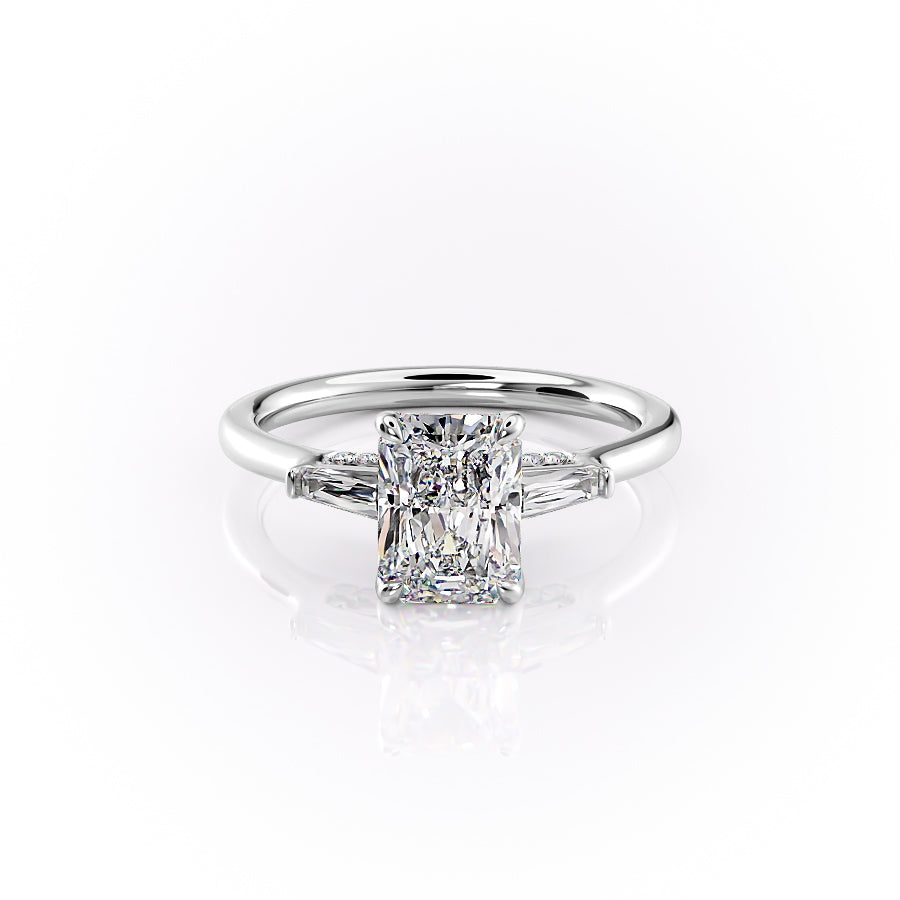 The Baguettes Megan Set With A 4 Carat Radiant Moissanite
