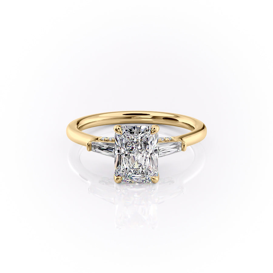 The Baguettes Megan Set With A 3 Carat Radiant Moissanite