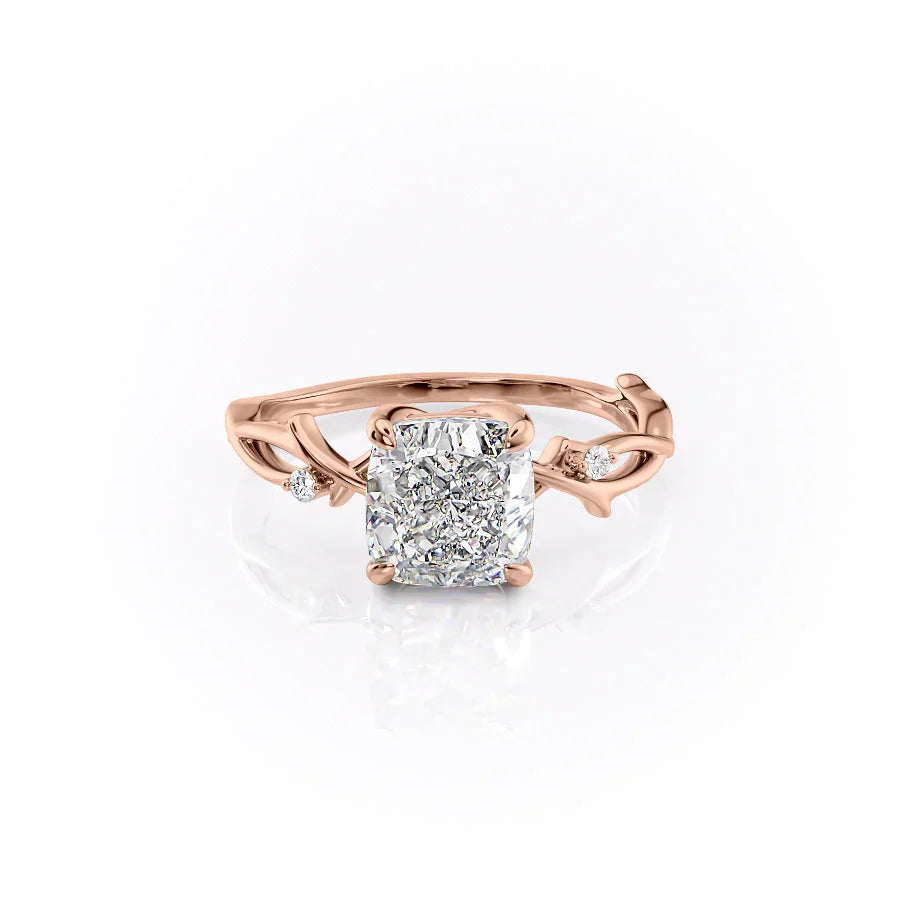The Twig Set With A 3.5 Carat Cushion Moissanite