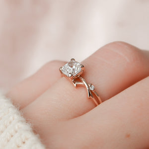 The Twig Set With A 1.5 Carat Cushion Lab Diamond
