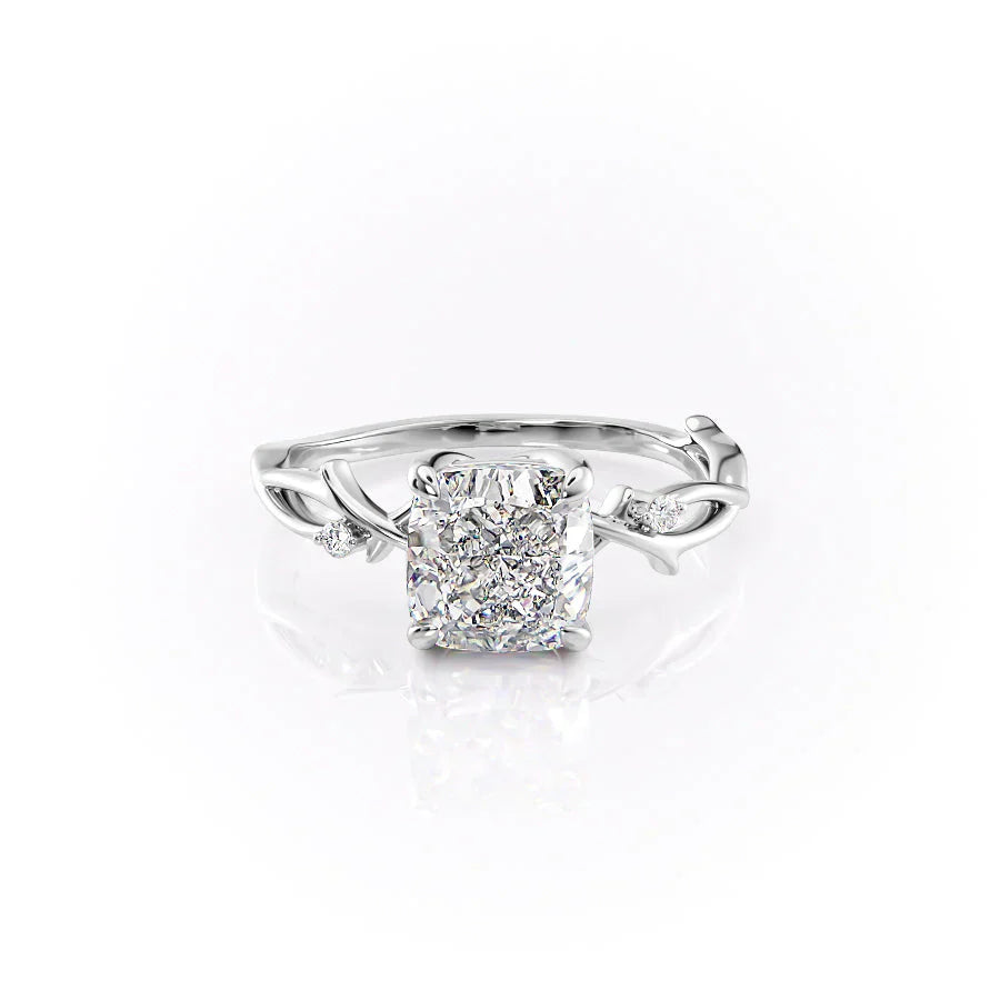 The Twig Set With A 2.5 Carat Cushion Moissanite