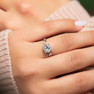 The Twig Set With A 3 Carat Cushion Lab Diamond