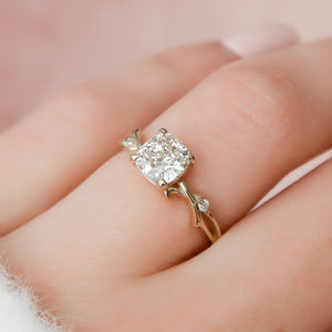 The Twig Set With A 1 Carat Cushion Lab Diamond