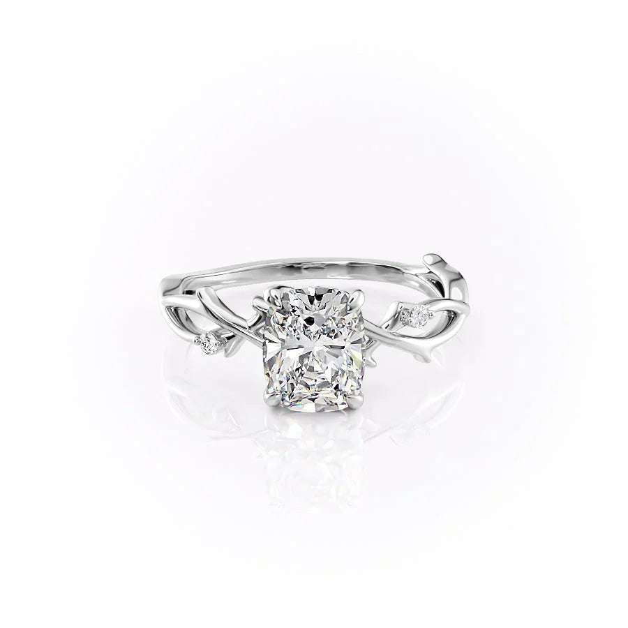 The Twig Set With A 2.5 Carat Elongated Cushion Moissanite