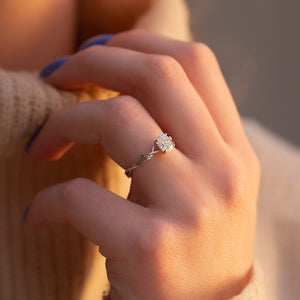 The Twig Set With A 1 Carat Elongated Cushion Lab Diamond