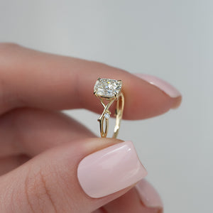 The Twig Set With A 1.5 Carat Elongated Cushion Lab Diamond