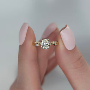 The Twig Set With A 1.5 Carat Elongated Cushion Lab Diamond
