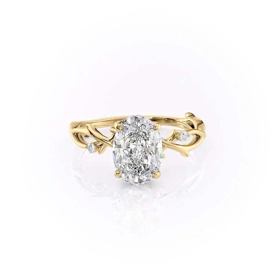 The Twig Set With A 3.5 Carat Oval Moissanite
