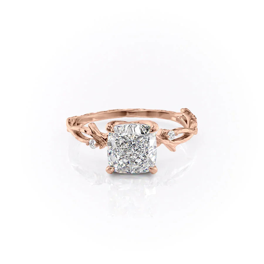 The Textured Twig Set With A 2 Carat Cushion Lab Diamond
