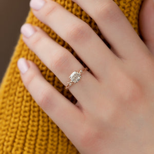 The Textured Twig Set With A 2.5 Carat Cushion Lab Diamond