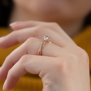 The Textured Twig Set With A 2.5 Carat Cushion Lab Diamond