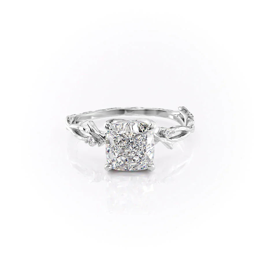 The Textured Twig Set With A 1 Carat Cushion Lab Diamond