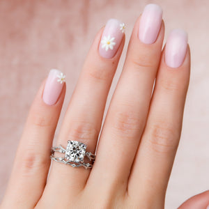 The Textured Twig Set With A Cushion Moissanite