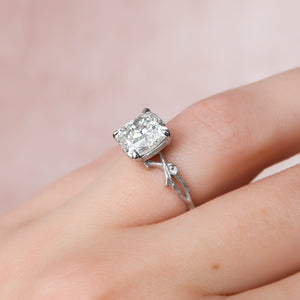 The Textured Twig Set With A Cushion Moissanite