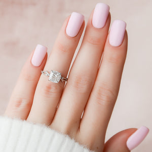 The Textured Twig Set With A Cushion Moissanite