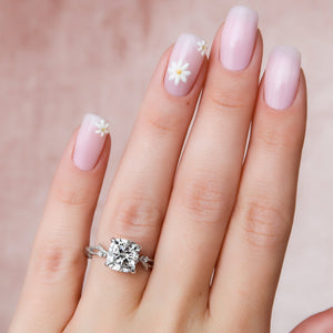 The Textured Twig Set With A Cushion Moissanite