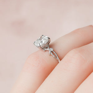 The Textured Twig Set With A Cushion Moissanite