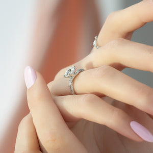 The Textured Twig Set With A Cushion Moissanite