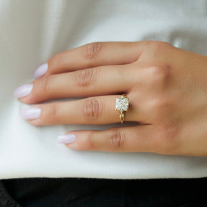 The Textured Twig Set With A Cushion Moissanite