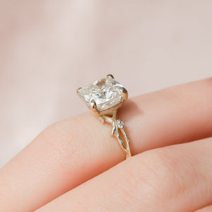 The Textured Twig Set With A Cushion Moissanite