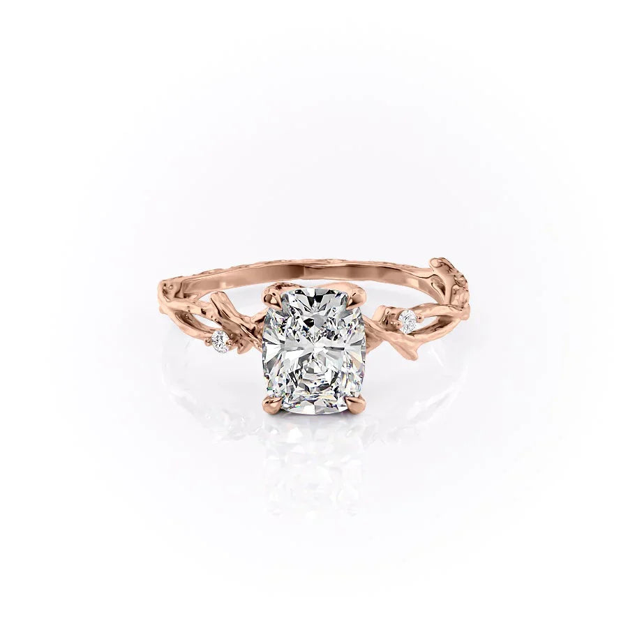 The Textured Twig Set With A 4.5 Carat Elongated Cushion Moissanite