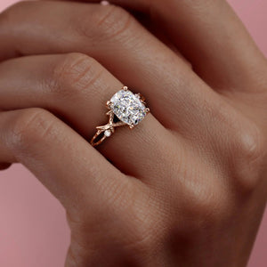The Textured Twig Set With A 1.5 Carat Elongated Cushion Lab Diamond