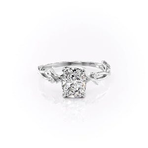 The Textured Twig Set With A 3 Carat Elongated Cushion Lab Diamond