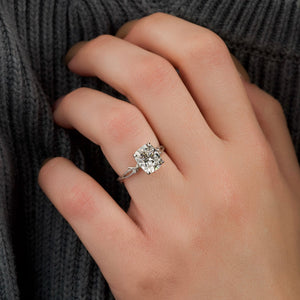 The Textured Twig Set With A 2 Carat Elongated Cushion Lab Diamond
