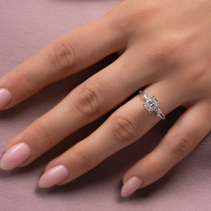 The Textured Twig Set With A 2 Carat Elongated Cushion Lab Diamond