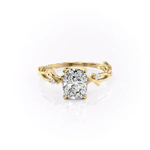 The Textured Twig Set With A 2 Carat Elongated Cushion Lab Diamond