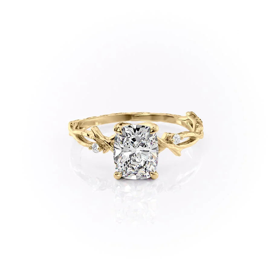 The Textured Twig Set With A 2.5 Carat Elongated Cushion Moissanite