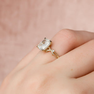 The Textured Twig Set With A 2 Carat Elongated Cushion Lab Diamond