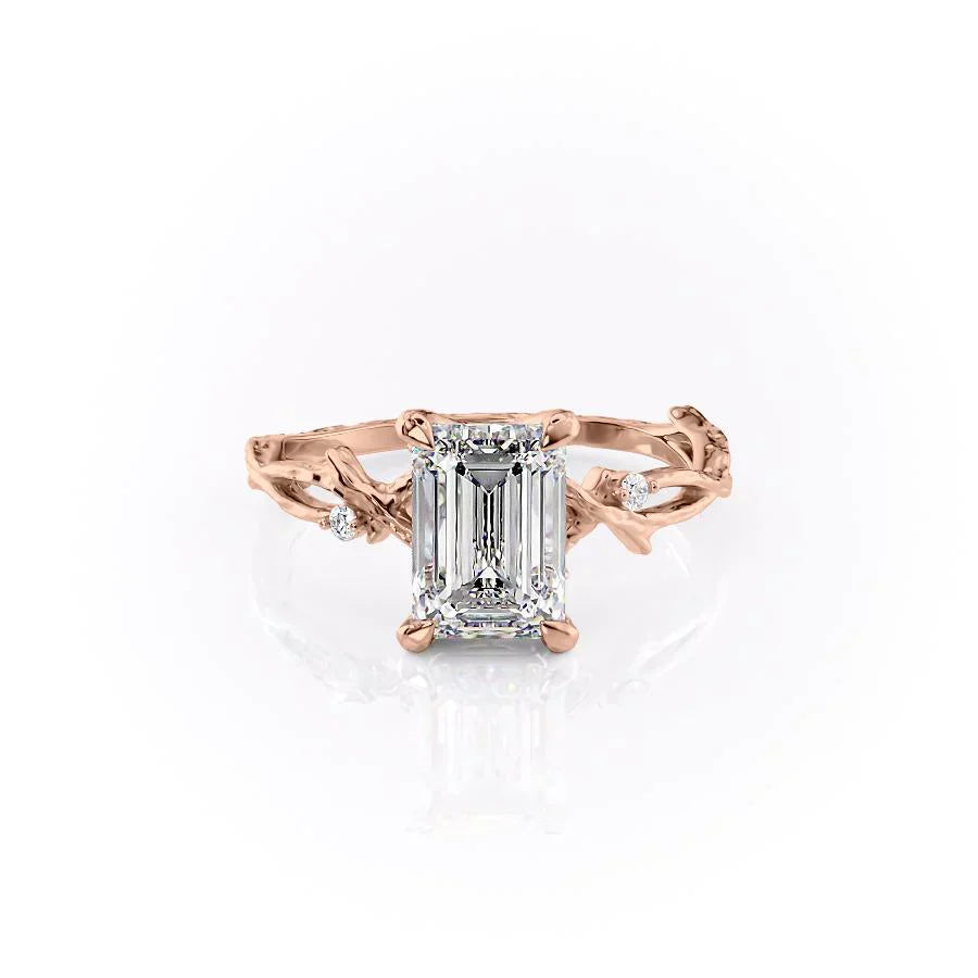 The Textured Twig Set With A 1.5 Carat Emerald Lab Diamond