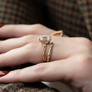 The Textured Twig Set With A 1.5 Carat Emerald Lab Diamond