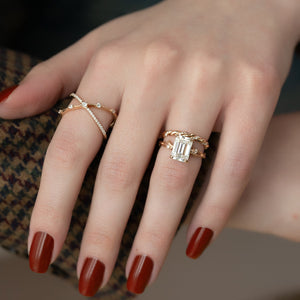 The Textured Twig Set With A 1.5 Carat Emerald Lab Diamond
