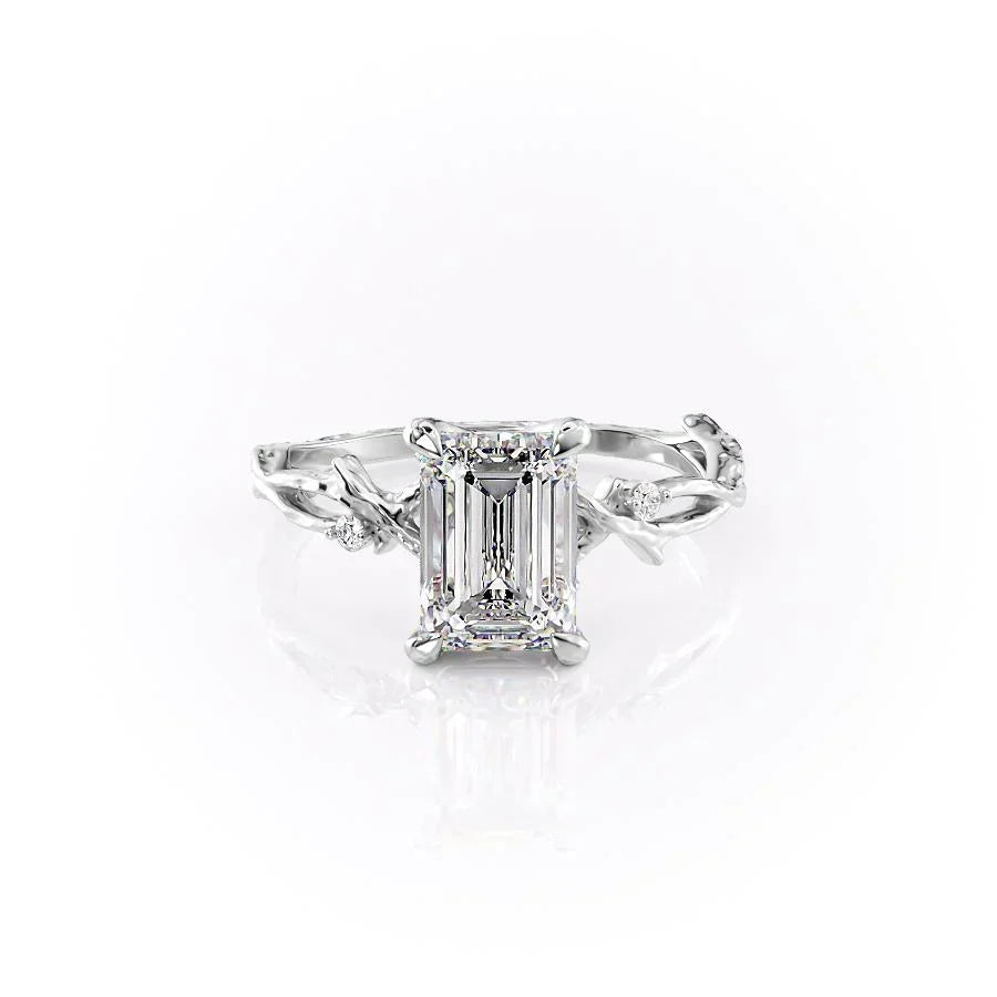 The Textured Twig Set With A 3 Carat Emerald Lab Diamond