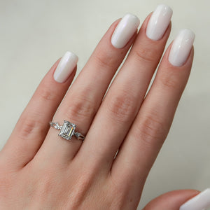 The Textured Twig Set With A 1.5 Carat Emerald Lab Diamond