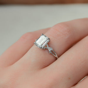 The Textured Twig Set With A 1.5 Carat Emerald Lab Diamond