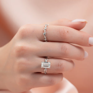 The Textured Twig Set With A 1.5 Carat Emerald Lab Diamond