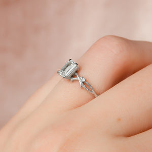 The Textured Twig Set With A 1.5 Carat Emerald Lab Diamond