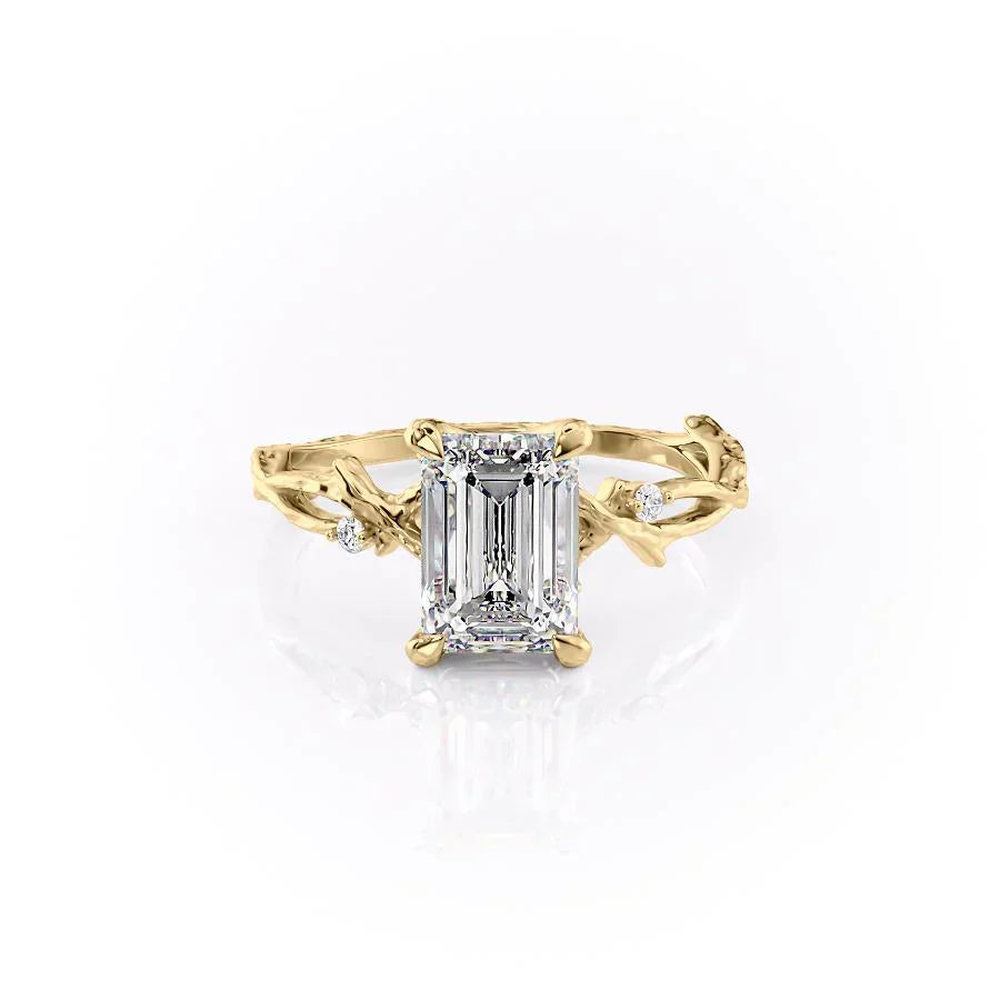 The Textured Twig Set With A 3.5 Carat Emerald Moissanite