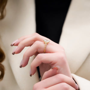 The Textured Twig Set With A Emerald Moissanite