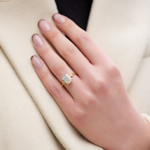 The Textured Twig Set With A Emerald Moissanite